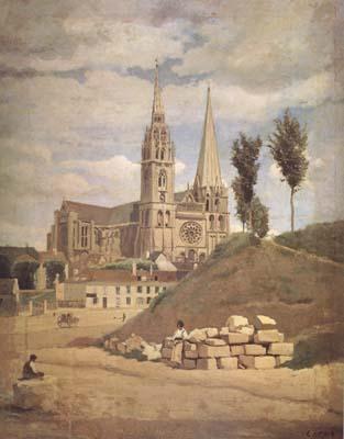 Jean Baptiste Camille  Corot La cathedrale de Chartres (mk11) oil painting picture
